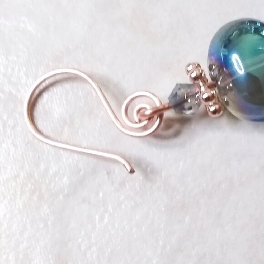 Gorgeous Bracelet & Flashy Earring Set! Shimmering Aurora Borealis Beads +Copper - Picture 13 of 16